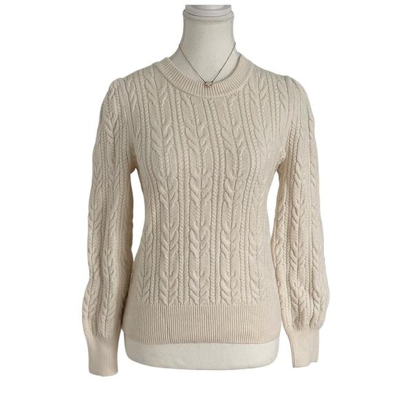Scoop Size Small Knitted Cream Cable Knit Vintage Sweater - Picture 1 of 4